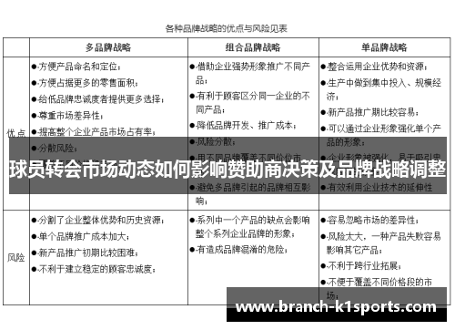 球员转会市场动态如何影响赞助商决策及品牌战略调整